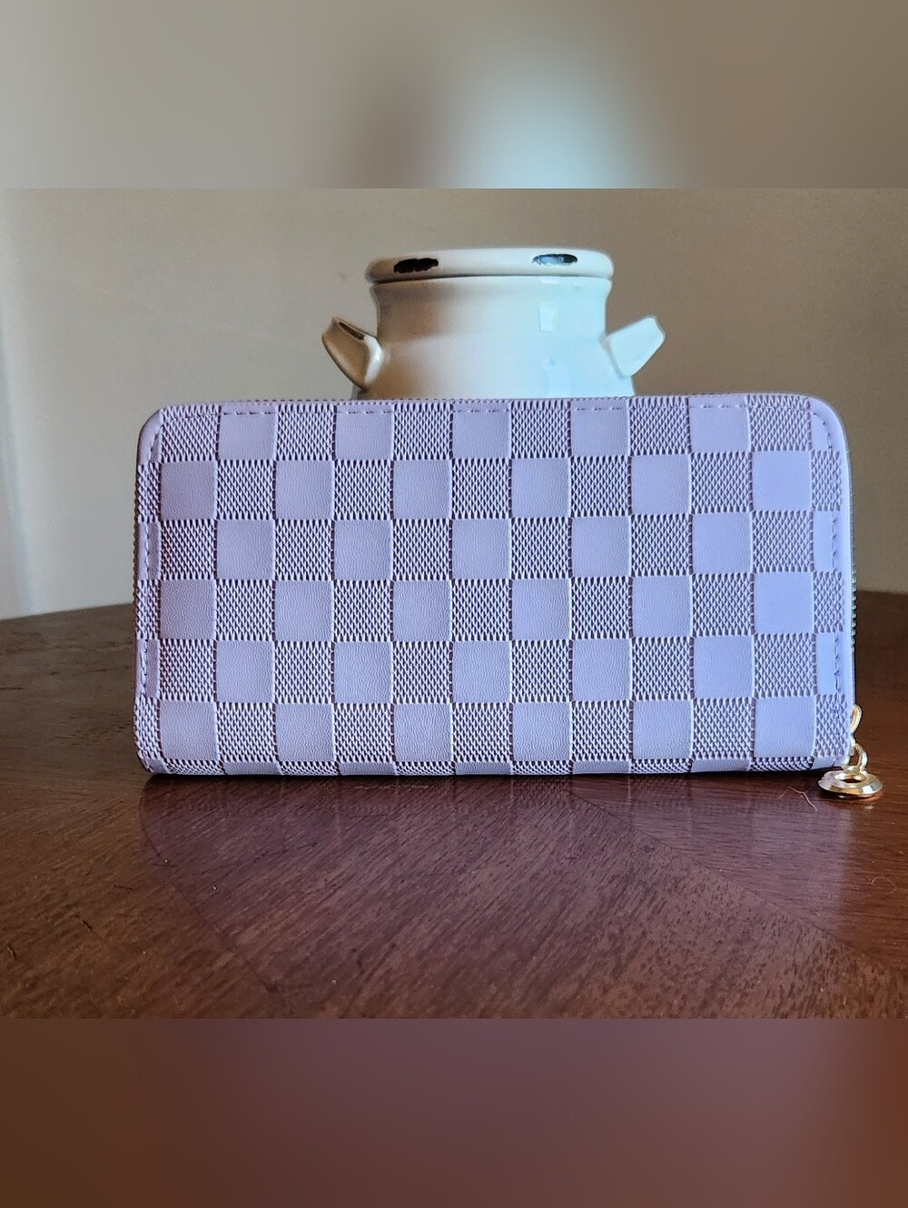 Zenana Stylish Lavender Check Zip-Around Wallet